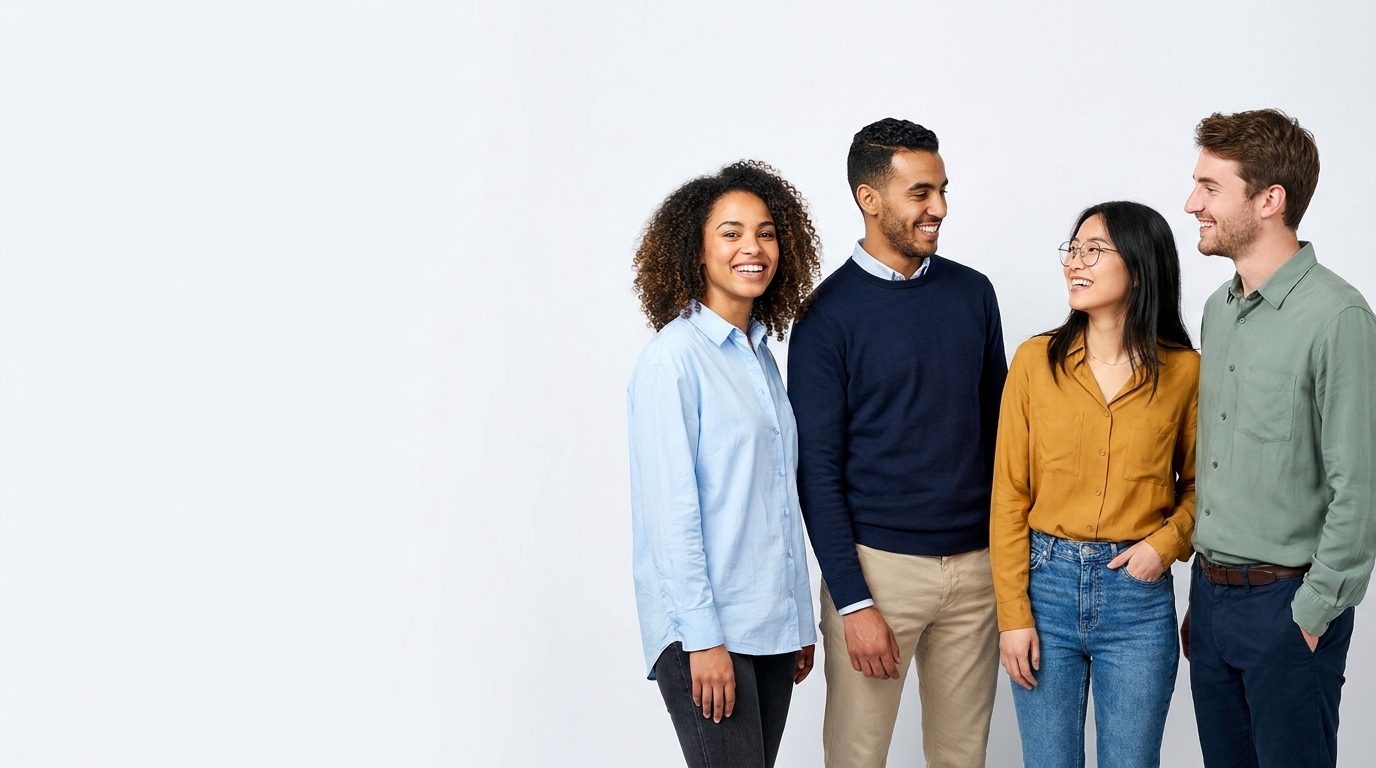 Quatre jeunes alternants souriants de l'école HBS à Lyon
